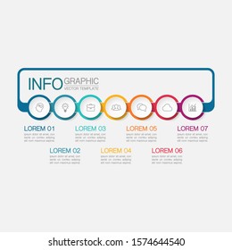 Vector horizontal infographic diagram, template for business, presentations, web design, 7 options.