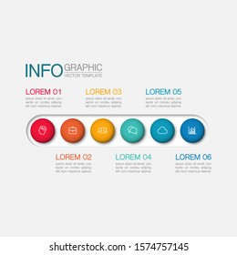 Vector horizontal infographic diagram, template for business, presentations, web design, 6 options.