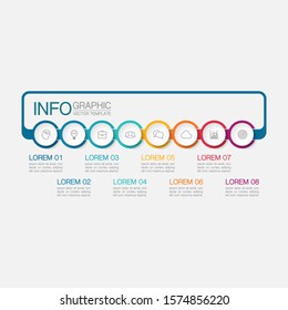 Vector horizontal infographic diagram, template for business, presentations, web design, 8 options.