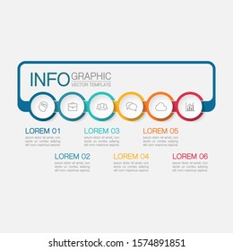Vector horizontal infographic diagram, template for business, presentations, web design, 6 options.