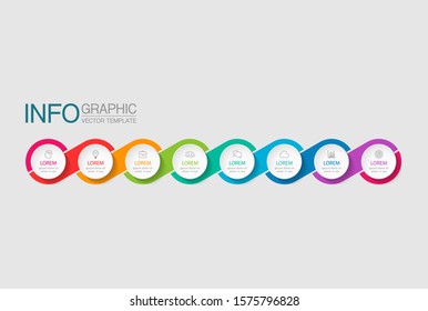 Vector horizontal infographic diagram, template for business, presentations, web design, 8 options.