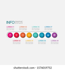 Vector horizontal infographic diagram, template for business, presentations, web design, 8 options.