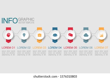Vector horizontal infographic diagram, template for business, presentations, web design, 7 options.
