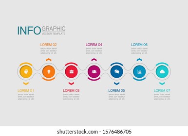 Vector horizontal infographic diagram, template for business, presentations, web design, 7 options.