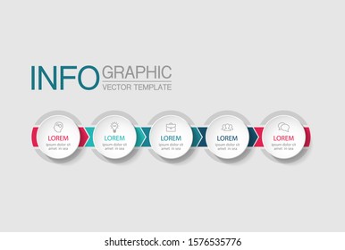 Vector horizontal infographic diagram, template for business, presentations, web design, 5 options.