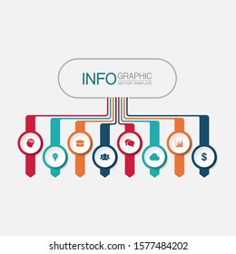 Vector horizontal infographic diagram, template for business, presentations, web design, 8 options.