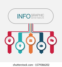 Vector horizontal infographic diagram, template for business, presentations, web design, 5 options.