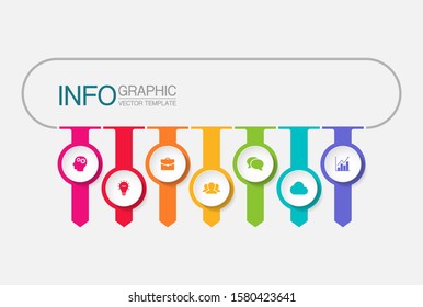 Vector horizontal infographic diagram, template for business, presentations, web design, 7 options.