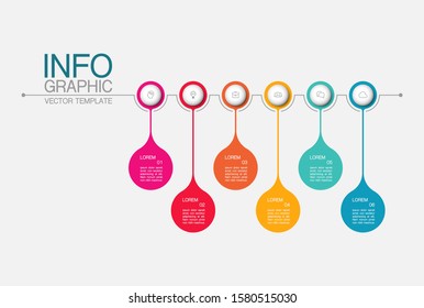 Vector horizontal infographic diagram, template for business, presentations, web design, 6 options.