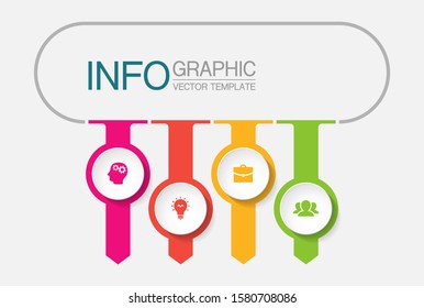 Vector horizontal infographic diagram, template for business, presentations, web design, 4 options.
