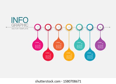 Vector horizontal infographic diagram, template for business, presentations, web design, 7 options.