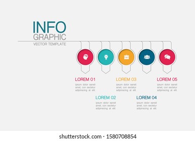 Vector horizontal infographic diagram, template for business, presentations, web design, 5 options.