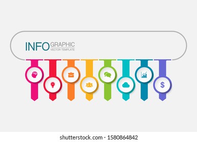 Vector horizontal infographic diagram, template for business, presentations, web design, 8 options.