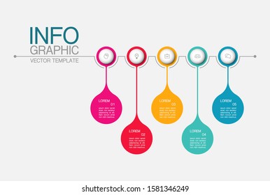 Vector horizontal infographic diagram, template for business, presentations, web design, 5 options.