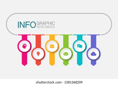Vector horizontal infographic diagram, template for business, presentations, web design, 6 options.