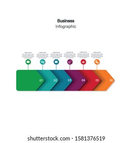 Vector horizontal infographic diagram, template for business, presentations, web design, 6 options.