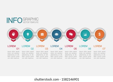 Vector horizontal infographic diagram, template for business, presentations, web design, 7 options.