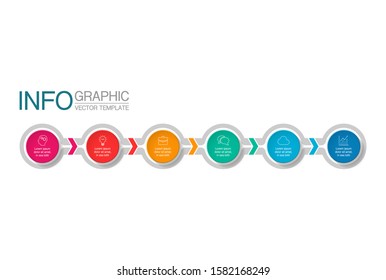 Vector horizontal infographic diagram, template for business, presentations, web design, 6 options.