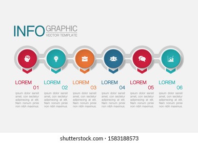 Vector horizontal infographic diagram, template for business, presentations, web design, 6 options.