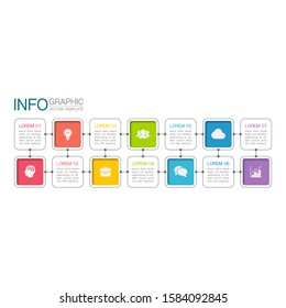 Vector horizontal infographic diagram, template for business, presentations, web design, 7 options.