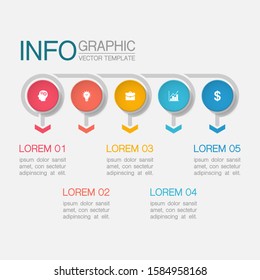 Vector horizontal infographic diagram, template for business, presentations, web design, 5 options.