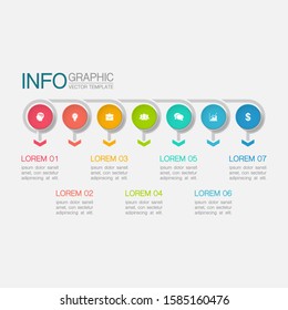 Vector horizontal infographic diagram, template for business, presentations, web design, 7 options.