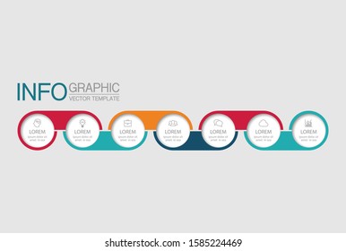 Vector horizontal infographic diagram, template for business, presentations, web design, 7 options.