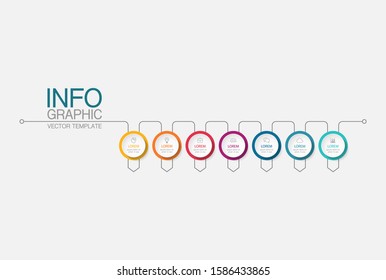 Vector horizontal infographic diagram, template for business, presentations, web design, 7 options.