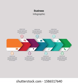 Vector horizontal infographic diagram, template for business, presentations, web design, 7 options.