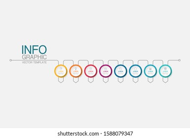 Vector horizontal infographic diagram, template for business, presentations, web design, 8 options.