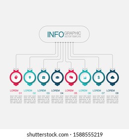 Vector Horizontal Infographic Diagram, Template For Business, Presentations, Web Design, 8 Options.