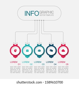 Vector horizontal infographic diagram, template for business, presentations, web design, 5 options.