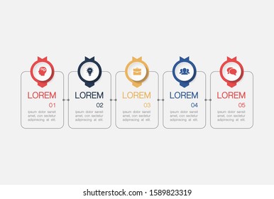 Vector horizontal infographic diagram, template for business, presentations, web design, 5 options.