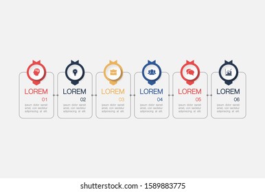 Vector horizontal infographic diagram, template for business, presentations, web design, 6 options.