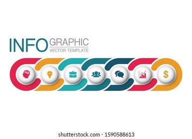 Vector horizontal infographic diagram, template for business, presentations, web design, 7 options.