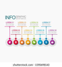 Vector horizontal infographic diagram, template for business, presentations, web design, 8 options.