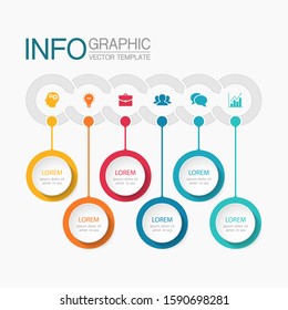 Vector horizontal infographic diagram, template for business, presentations, web design, 6 options.