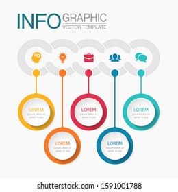 Vector horizontal infographic diagram, template for business, presentations, web design, 5 options.