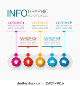 Vector horizontal infographic diagram, template for business, presentations, web design, 5 options.