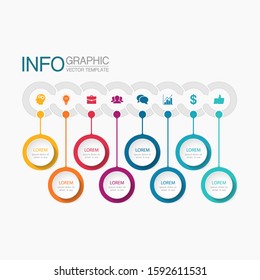 Vector horizontal infographic diagram, template for business, presentations, web design, 8 options.