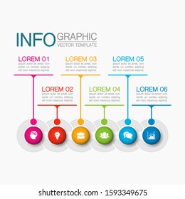 Vector horizontal infographic diagram, template for business, presentations, web design, 6 options.