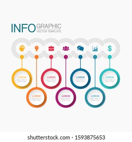 Vector horizontal infographic diagram, template for business, presentations, web design, 7 options.