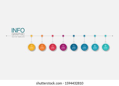 Vector horizontal infographic diagram, template for business, presentations, web design, 8 options.