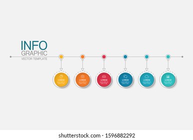 Vector horizontal infographic diagram, template for business, presentations, web design, 6 options.