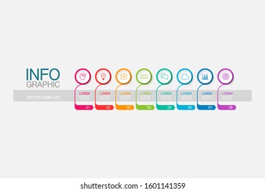 Vector horizontal infographic diagram, template for business, presentations, web design, 8 options.