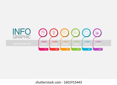 Vector horizontal infographic diagram, template for business, presentations, web design, 6 options.