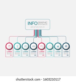 Vector Horizontal Infographic Diagram, Template For Business, Presentations, Web Design, 8 Options.