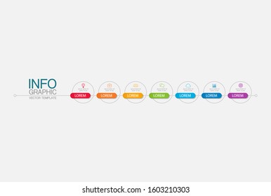 Vector horizontal infographic diagram, template for business, presentations, web design, 7 options.
