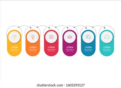 Vector horizontal infographic diagram, template for business, presentations, web design, 6 options.