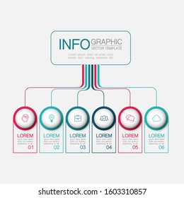 Vector horizontal infographic diagram, template for business, presentations, web design, 6 options.